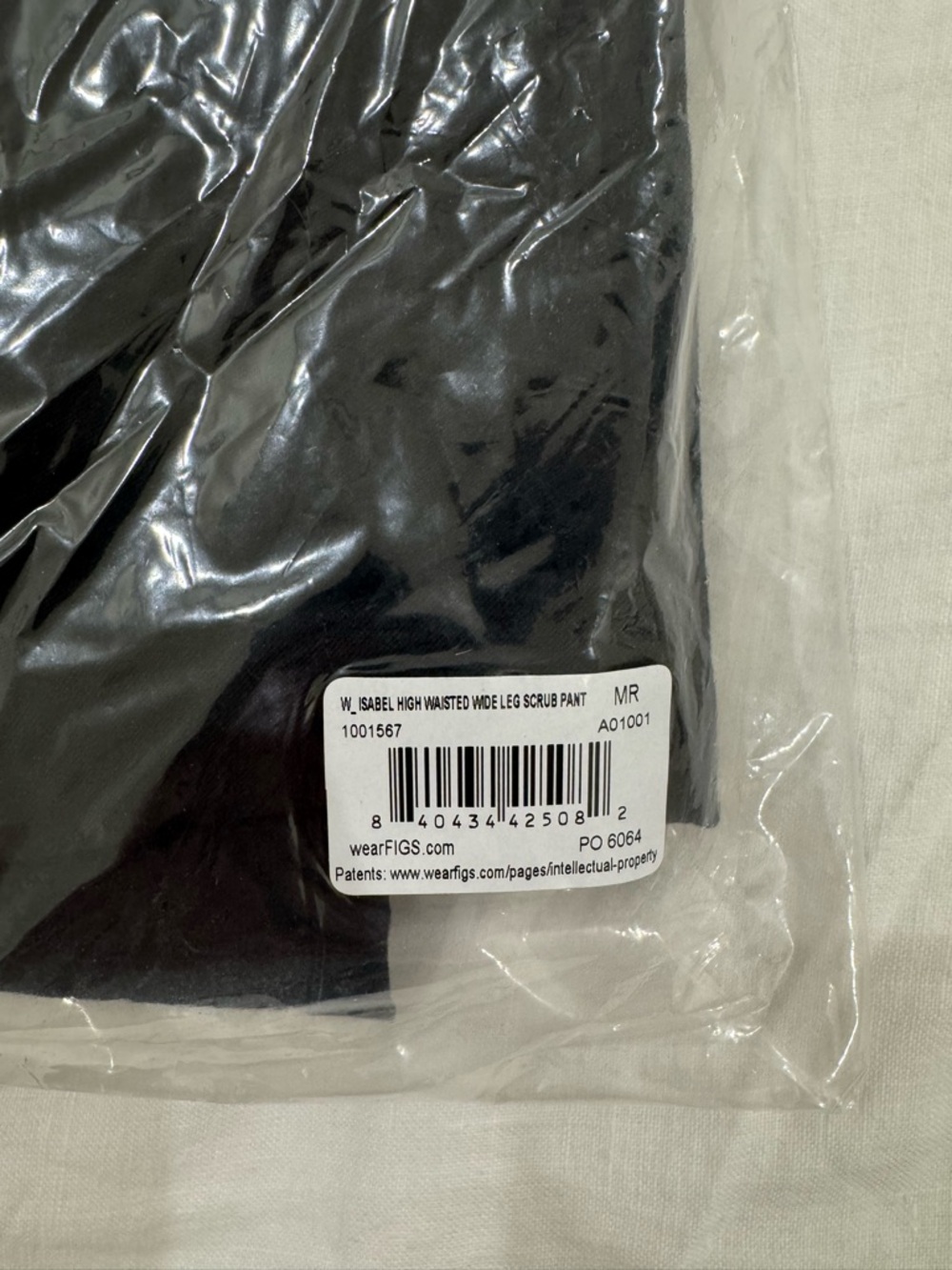 FIGS Isabel Black Women's High Waisted Wide-Leg Drawstring Scrub Pants - Picture 6 of 8